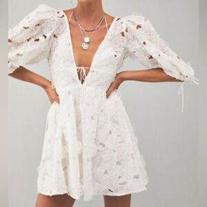 white floral tie front mini dress